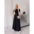 Siyah Poplin Kemer Detay Etekli Elbise