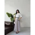 Beyaz-Açık Bej Oversize Tişörtlü Etek Takım