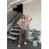 Kahve File Detaylı Taş İşlemeli 3lü Takım