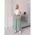 Mint Poplin Kemer Detay Etekli Elbise