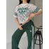 Yeşil Dantel Detaylı Oversize Takım