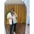 Beyaz Kapşonlu Kapitone Mont