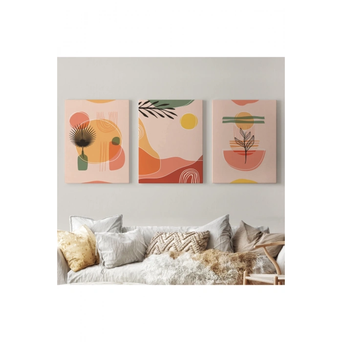 3’lü Tablo Modern Minimal Tasarım Koleksiyon Dekoratif Şık ve Modern Duvar Tablo Seti-BG-32