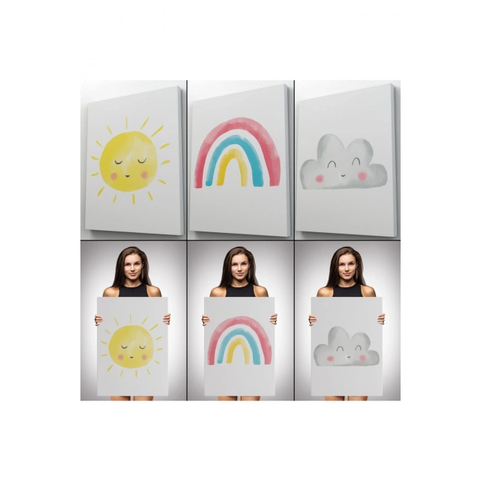 3’lü Tablo Yaz Günü Temalı Dekoratif Duvar Tablo Seti-BÖ-40