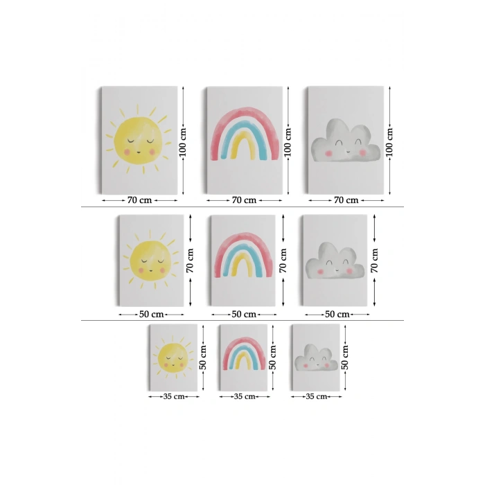 3’lü Tablo Yaz Günü Temalı Dekoratif Duvar Tablo Seti-BÖ-40