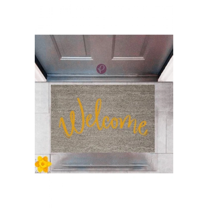 Kapı Önü Paspası Dekoratif Dijital Baskı Welcome P-2358