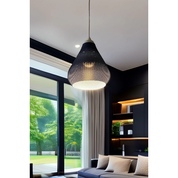 Sarkıt Avize Vegan Pla Trend Örgü Serisi Lacivert Oturma Odası Salon Mutfak