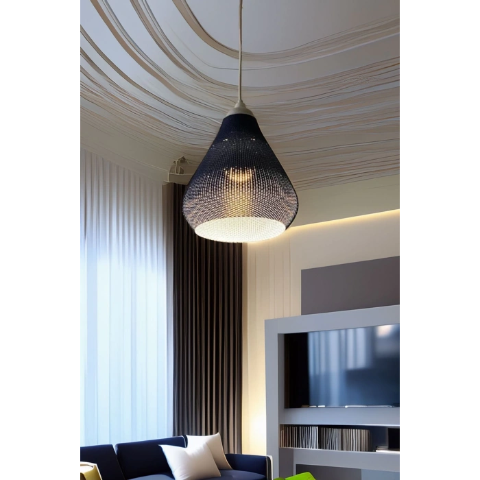 Sarkıt Avize Vegan Pla Trend Örgü Serisi Lacivert Oturma Odası Salon Mutfak