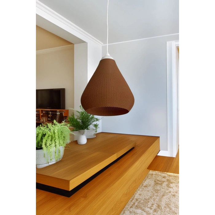 Modern Sarkıt Örme Tasarım Avize Orta Boy Kahve Salon Oturma Odası Çalışma Odası Vegan Pla