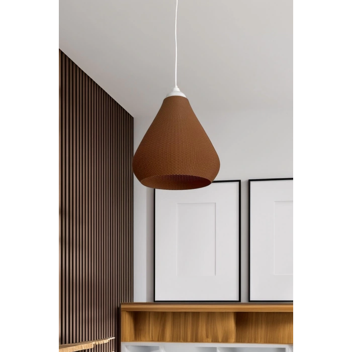 Modern Sarkıt Örme Tasarım Avize Orta Boy Kahve Salon Oturma Odası Çalışma Odası Vegan Pla