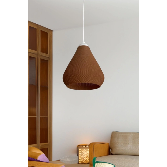 Modern Sarkıt Örme Tasarım Avize Orta Boy Kahve Salon Oturma Odası Çalışma Odası Vegan Pla