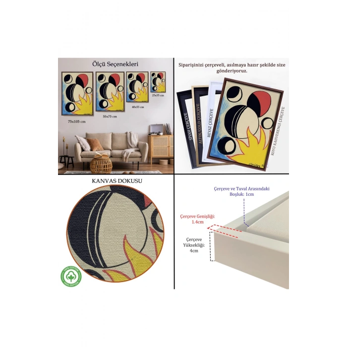 Ahşap Çerçeveli Alexander Calder - Güneşin Arkasındaki Paskalya Yumurtaları Tablo--7286