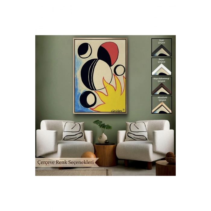 Ahşap Çerçeveli Alexander Calder - Güneşin Arkasındaki Paskalya Yumurtaları Tablo--7286