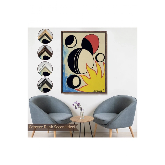 Ahşap Çerçeveli Alexander Calder - Güneşin Arkasındaki Paskalya Yumurtaları Tablo--7286