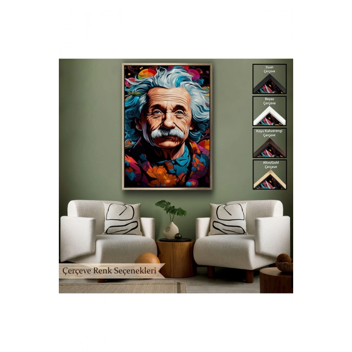 Ahşap Çerçeveli Albert Einstein Tablo-7827