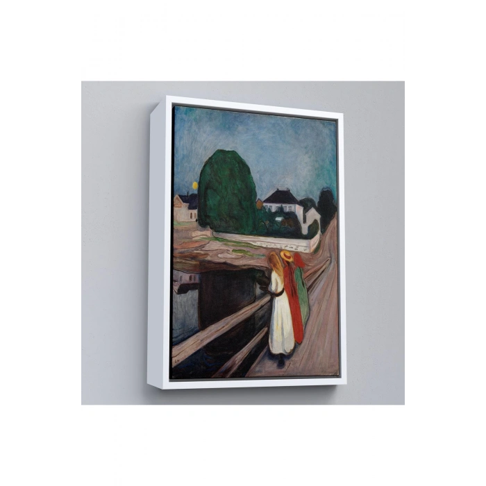 Ahşap Çerçeveli Edvard Munch - Köprüdeki Kızlar Tablo - The Girls On The Bridge-7429