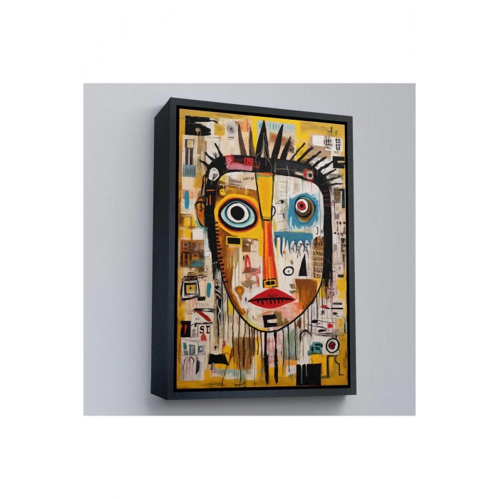 Ahşap Çerçeveli Sürreal İnsan Yüzü Tablosu-8001