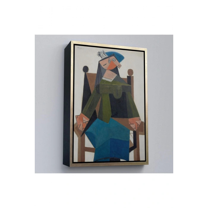 Ahşap Çerçeveli Pablo Picasso - Koltukta Oturan Soyut Kadın Tablosu-7295