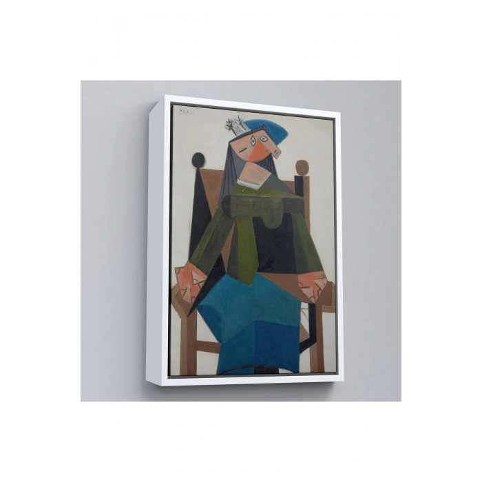 Ahşap Çerçeveli Pablo Picasso - Koltukta Oturan Soyut Kadın Tablosu-7295