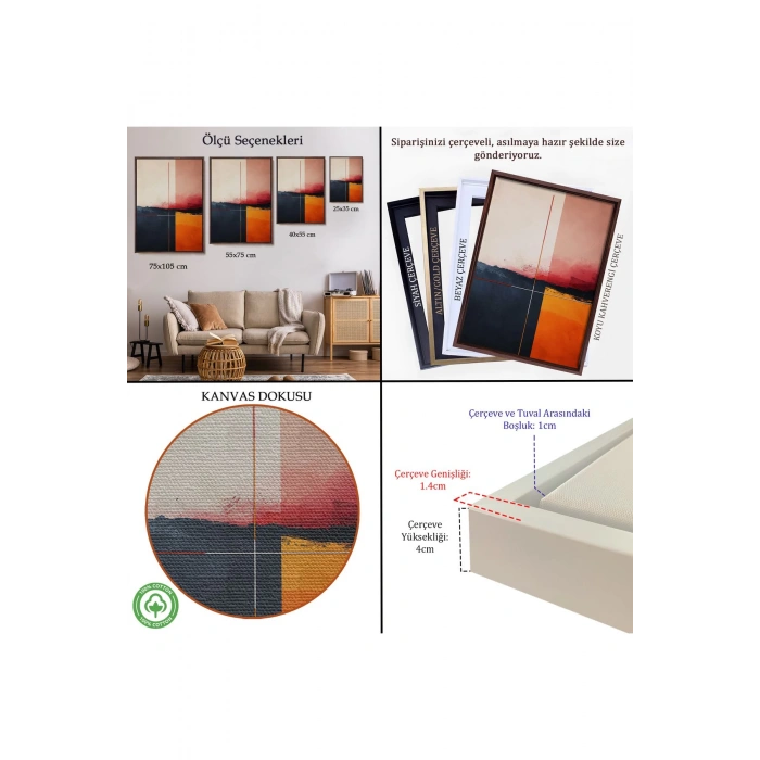 Ahşap Çerçeveli Yağlıboya Görünümlü Dekoratif Tablo-7609