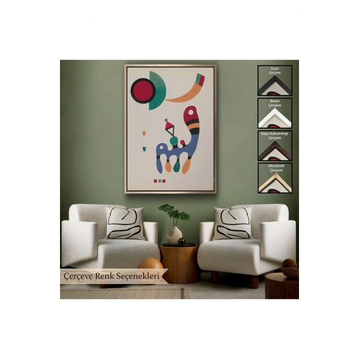 Ahşap Çerçeveli Vasiliy Kandinsky - 11 Resim Ve 7 Şiir Soyut Tablosu-7485