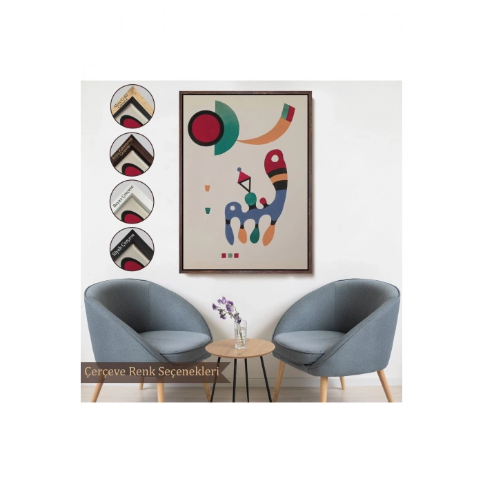 Ahşap Çerçeveli Vasiliy Kandinsky - 11 Resim Ve 7 Şiir Soyut Tablosu-7485