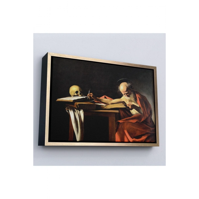 Ahşap Çerçeveli Caravaggio - Saint Jerome Yazma Tablo-7124