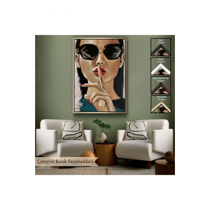 Ahşap Çerçeveli Şişşt Yapan Güzel Kadın Tablosu-7953