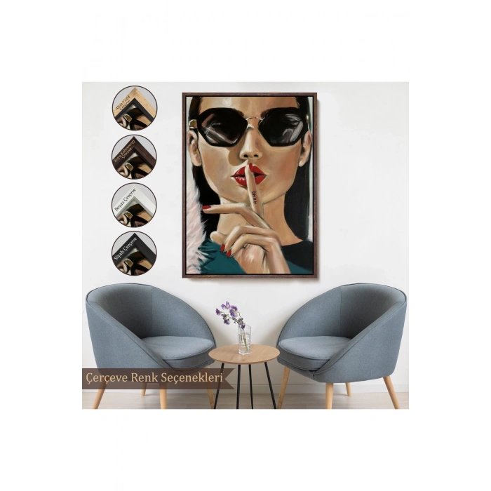 Ahşap Çerçeveli Şişşt Yapan Güzel Kadın Tablosu-7953