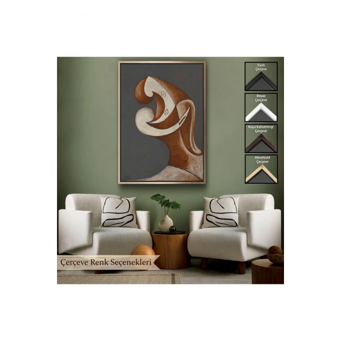 Ahşap Çerçeveli Pablo Picasso - Soyut Baş Tablosu-7382