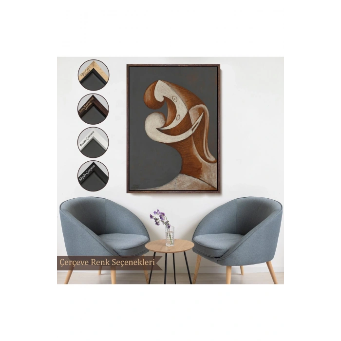 Ahşap Çerçeveli Pablo Picasso - Soyut Baş Tablosu-7382