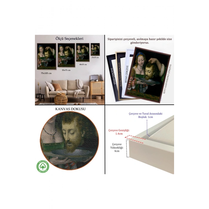 Ahşap Çerçeveli Salome İle Vaftizci YahyaNın Başının Kesilmesi Tablo-7339