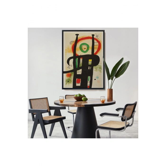 Ahşap Çerçeveli Joan Miro - Büyük Bilgisayar Tablo-7350
