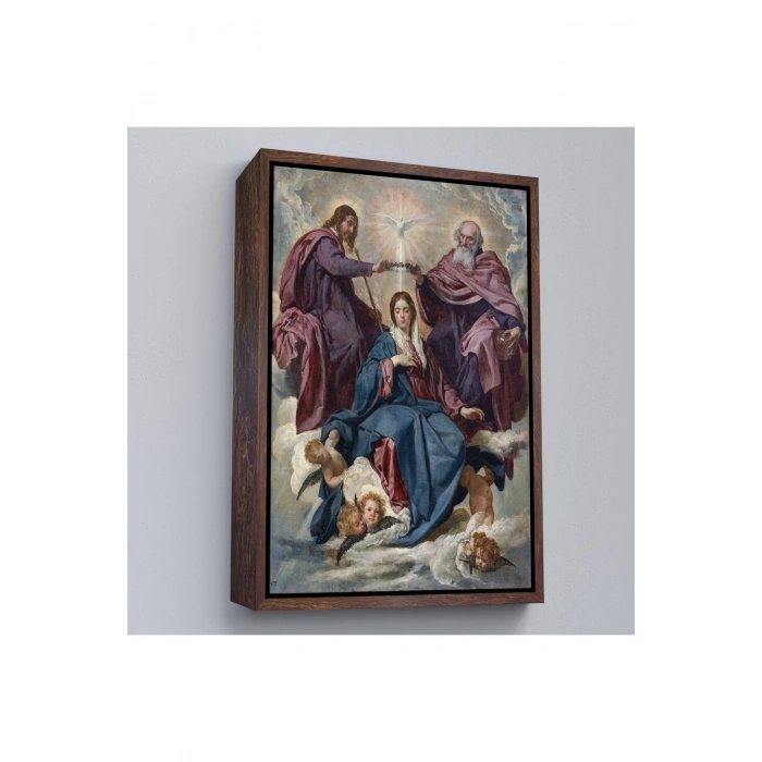 Ahşap Çerçeveli Diego Velazquez - Bakirenin Taç Giyme Töreni Tablo-7344