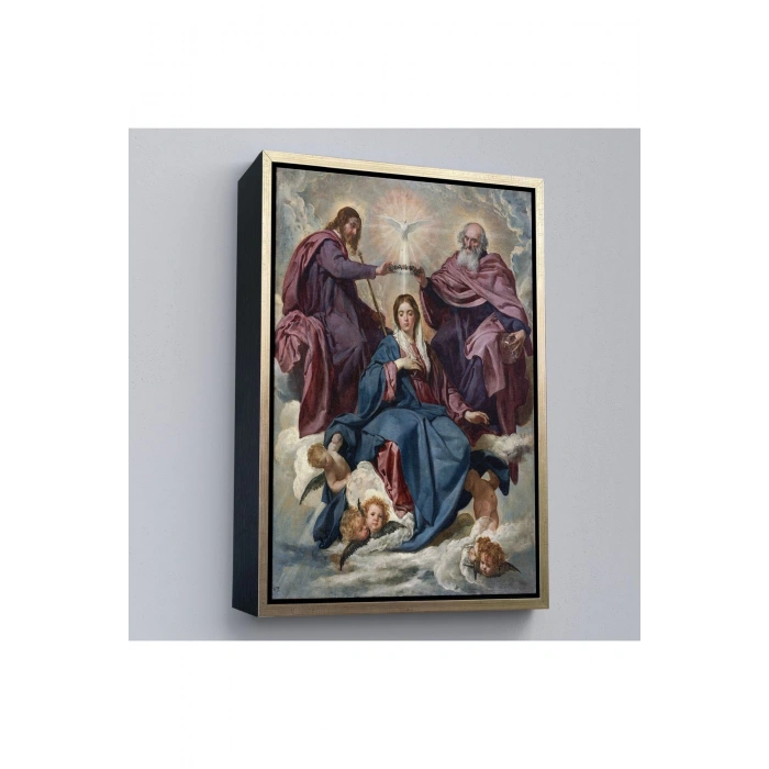 Ahşap Çerçeveli Diego Velazquez - Bakirenin Taç Giyme Töreni Tablo-7344