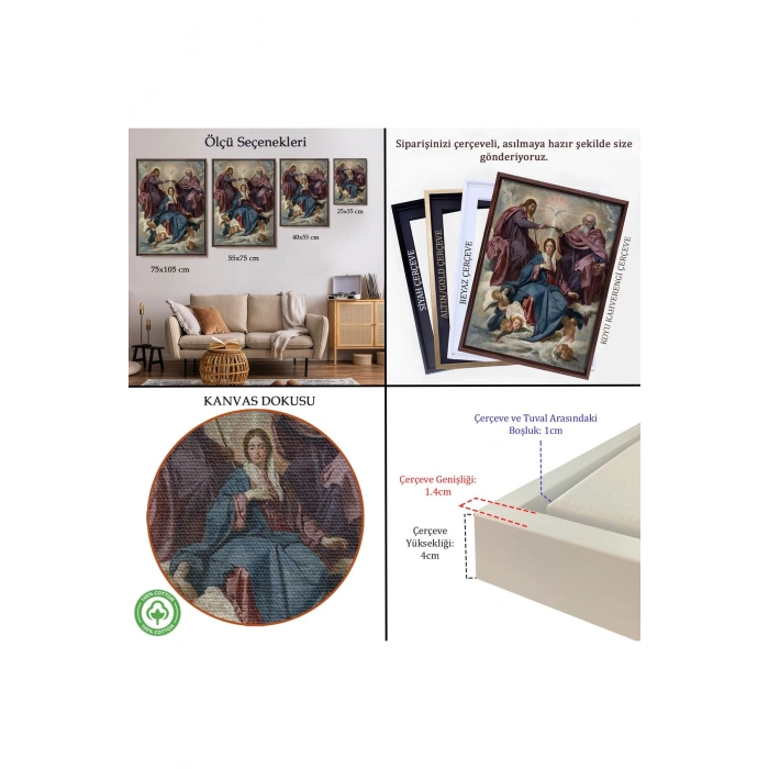 Ahşap Çerçeveli Diego Velazquez - Bakirenin Taç Giyme Töreni Tablo-7344