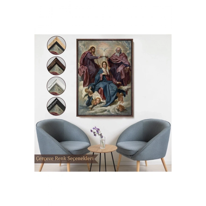 Ahşap Çerçeveli Diego Velazquez - Bakirenin Taç Giyme Töreni Tablo-7344