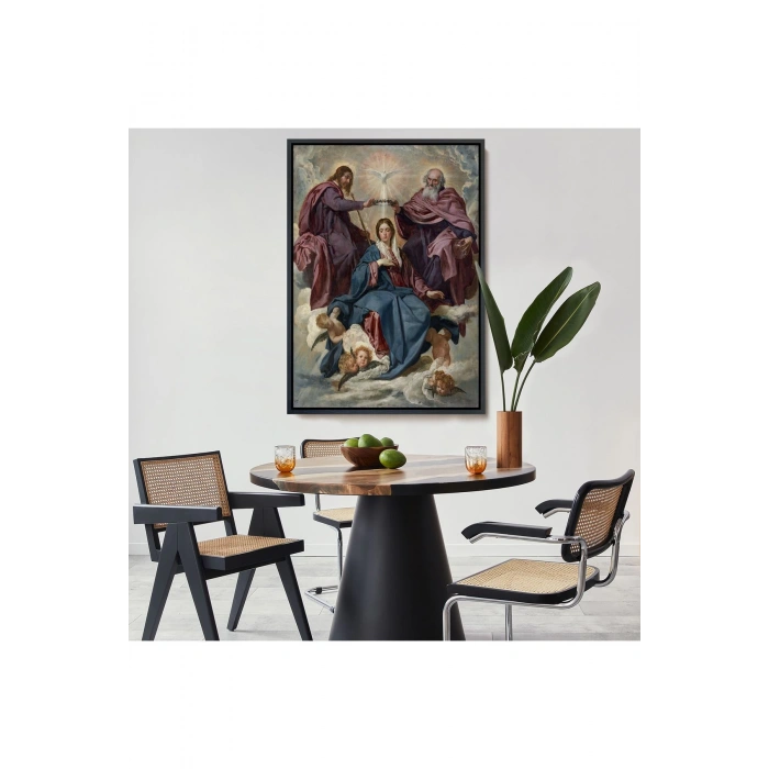 Ahşap Çerçeveli Diego Velazquez - Bakirenin Taç Giyme Töreni Tablo-7344