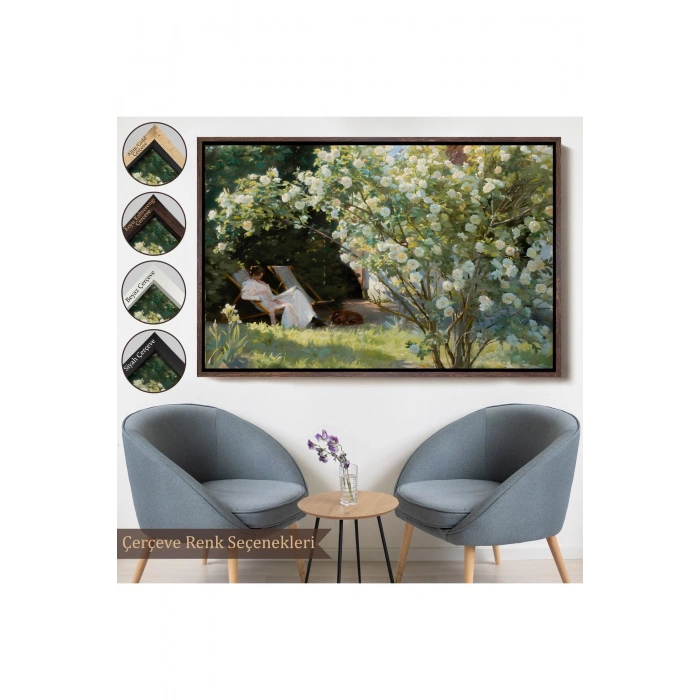 Ahşap Çerçeveli Severin Kroyer Güller Bahçesi Tablosu-7029
