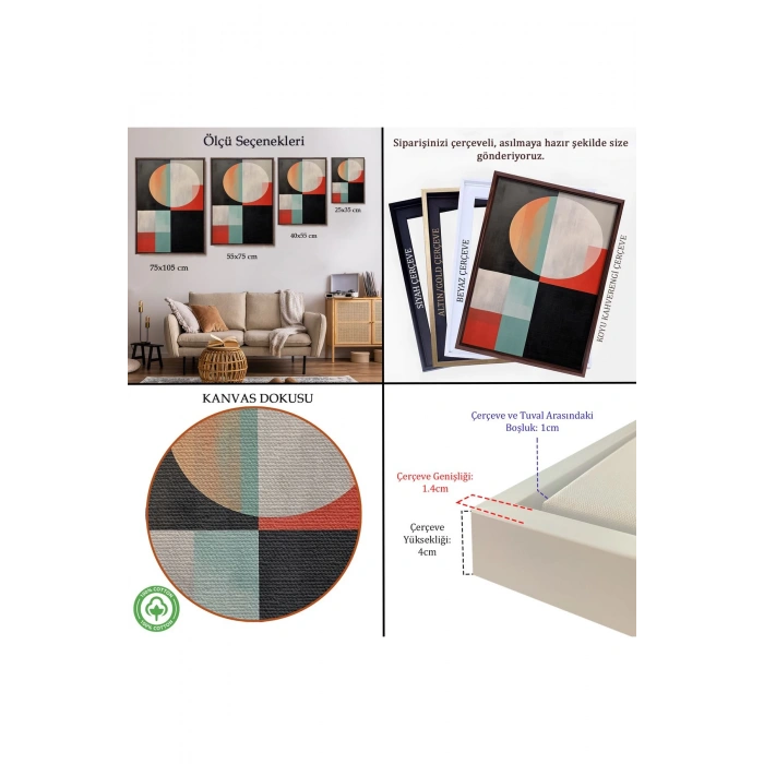 Ahşap Çerçeveli Soyut Tablo-7530