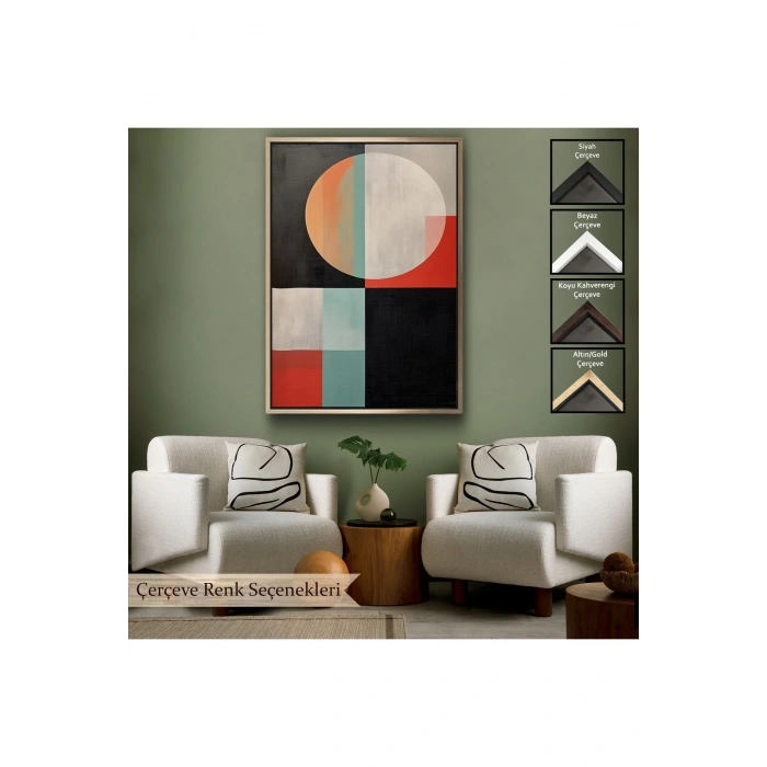 Ahşap Çerçeveli Soyut Tablo-7530