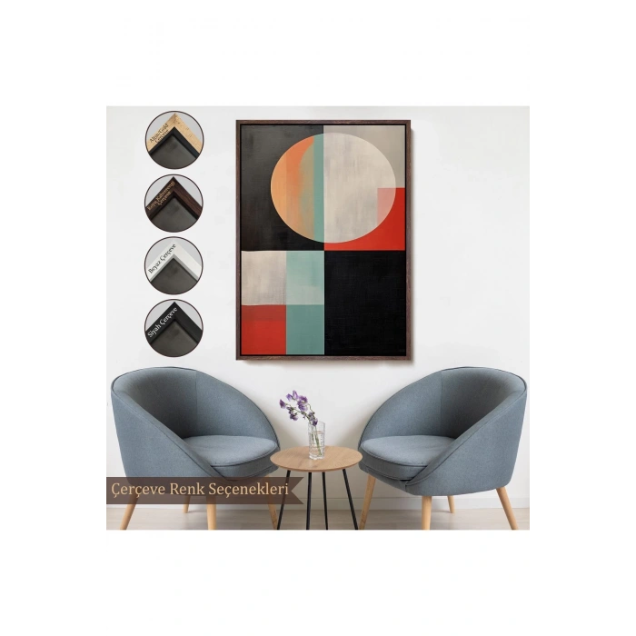 Ahşap Çerçeveli Soyut Tablo-7530
