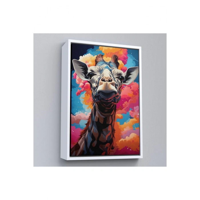 Ahşap Çerçeveli Sevimli Zürafa Tablosu-7773