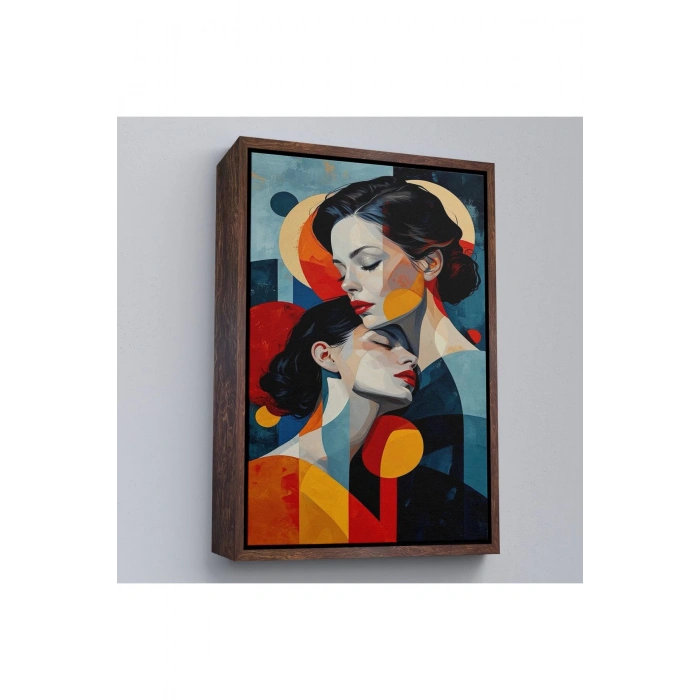 Ahşap Çerçeveli Anne Ve Kızı Tablosu-7791