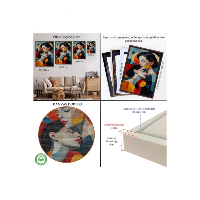 Ahşap Çerçeveli Anne Ve Kızı Tablosu-7791