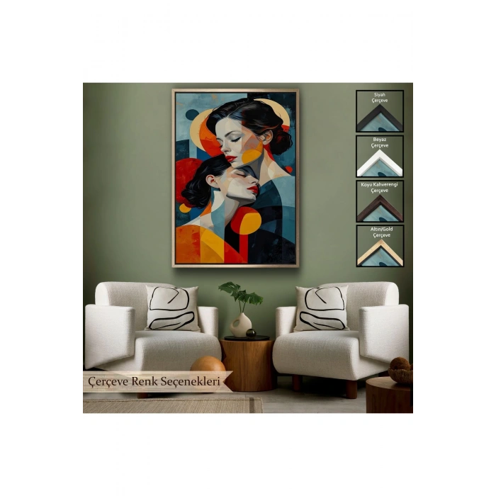 Ahşap Çerçeveli Anne Ve Kızı Tablosu-7791