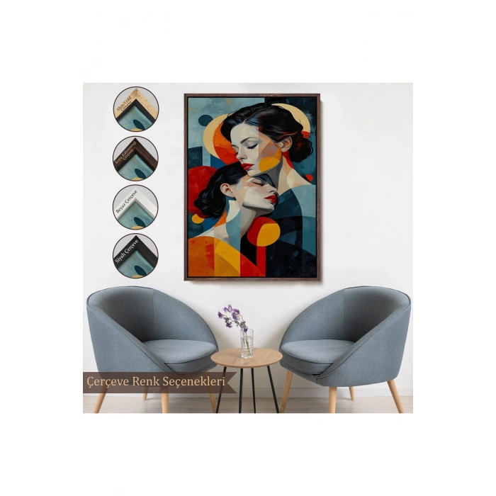 Ahşap Çerçeveli Anne Ve Kızı Tablosu-7791