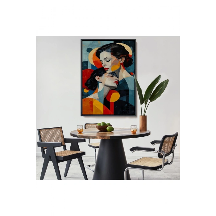 Ahşap Çerçeveli Anne Ve Kızı Tablosu-7791