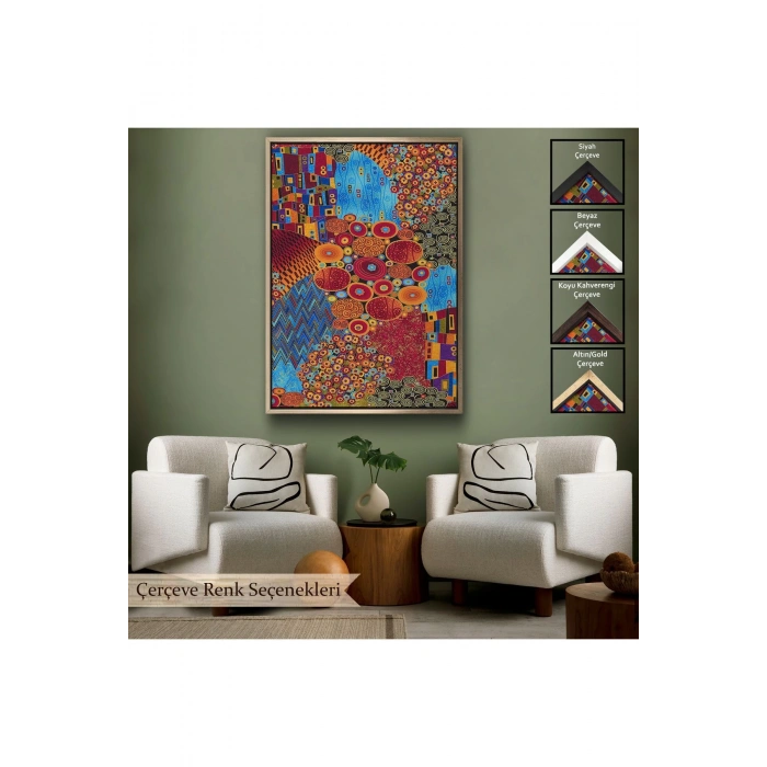 Ahşap Çerçeveli Gustav Klimt - Çiçek Bahçesi Tablo-7318