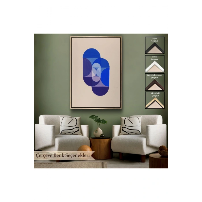 Ahşap Çerçeveli Joseph Schillinger - Mavi Anahtar Tablo - Key Blue-7337